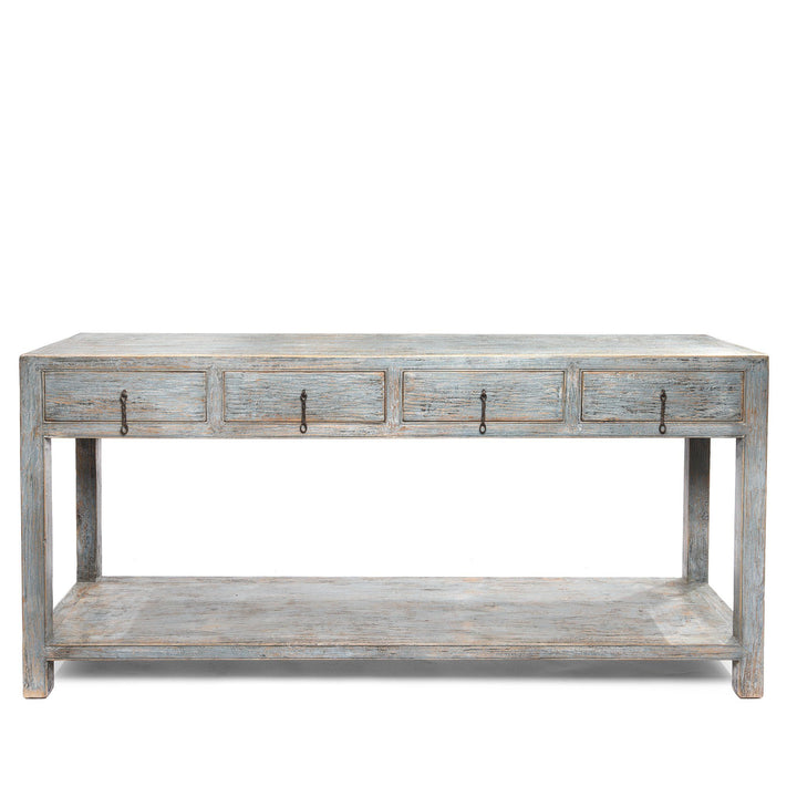 Painted Chinese Reproduction 4 Drawer Console Made From Reclaimed Pine | Indigo Antiques