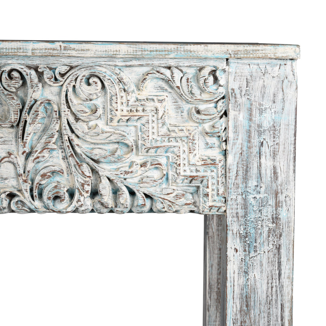 Teak Console Table Made From Painted 18thC Carved Beam - 213 x 40 x 87 (wxdxh cms) - A00107