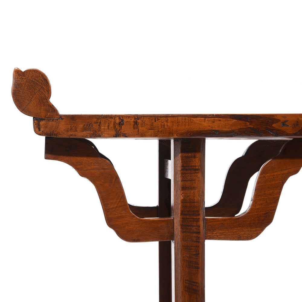 Detail from Antique Walnut Chinese Altar Table with original scroll ends From Gansu Province - 19thC | Indigo Oriental Antiques