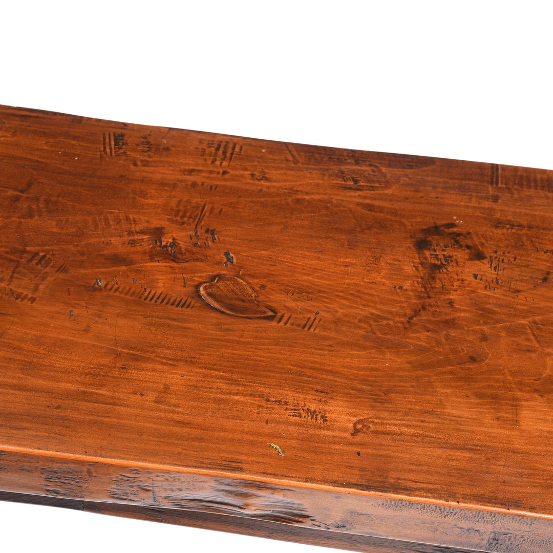 Top detail from a Antique Walnut Chinese Altar Table with original scroll ends From Gansu Province - 19thC | Indigo Oriental Antiques