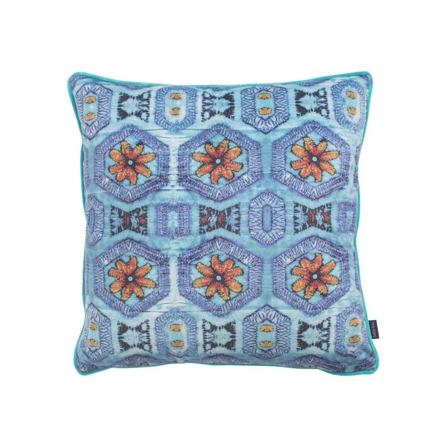 Blue & Tangerine Nui Burst Cushion - incl feather pad - 45 x 45 cms ( w x d x h) - AUK398