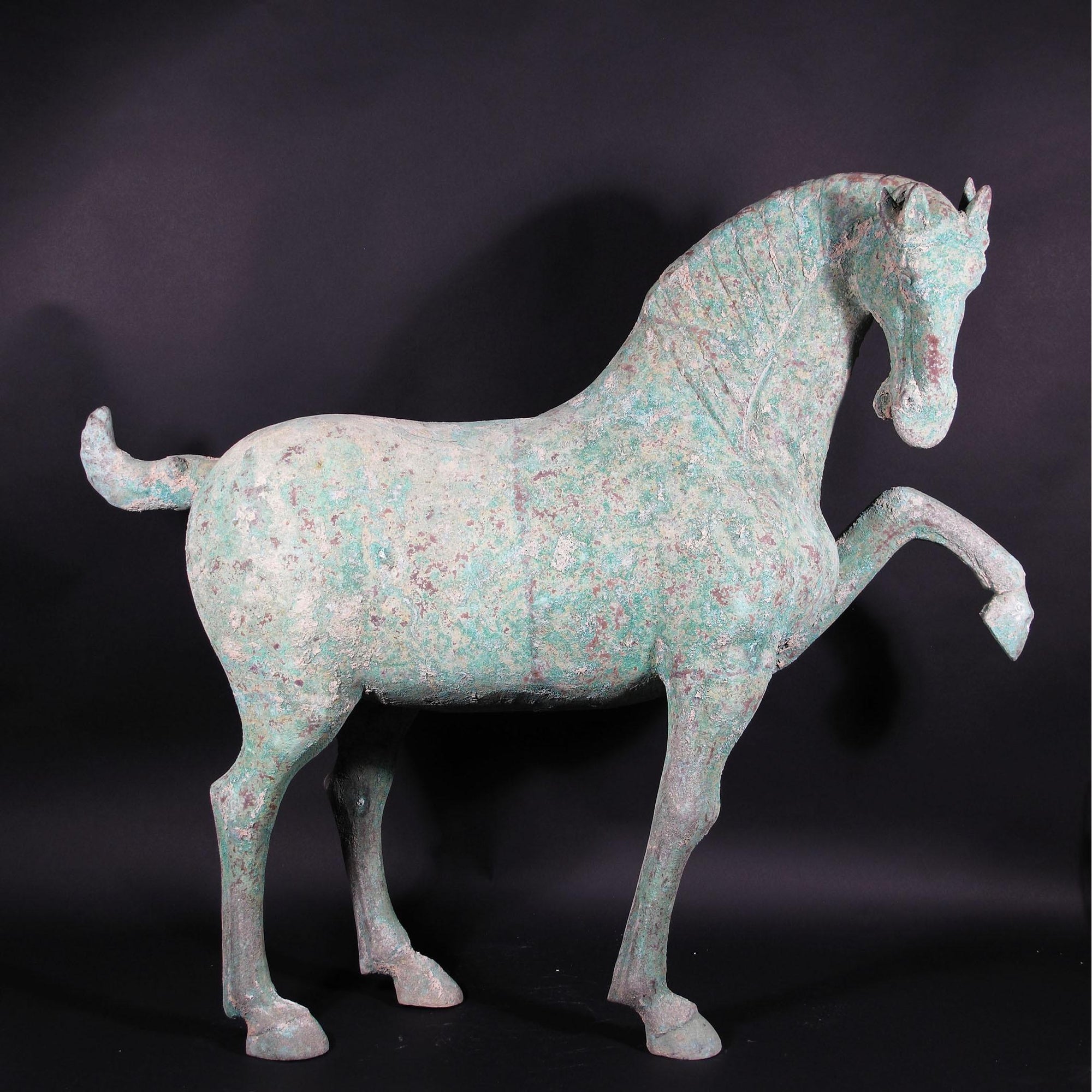 A Verdigris Bronze Horse - Han Dynasty Style | Indigo Oriental Antiques