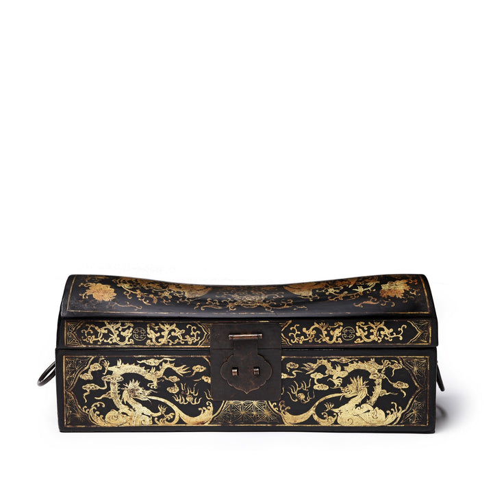 Black Lacquer Chinese Export Pillow Box - Ca 1920