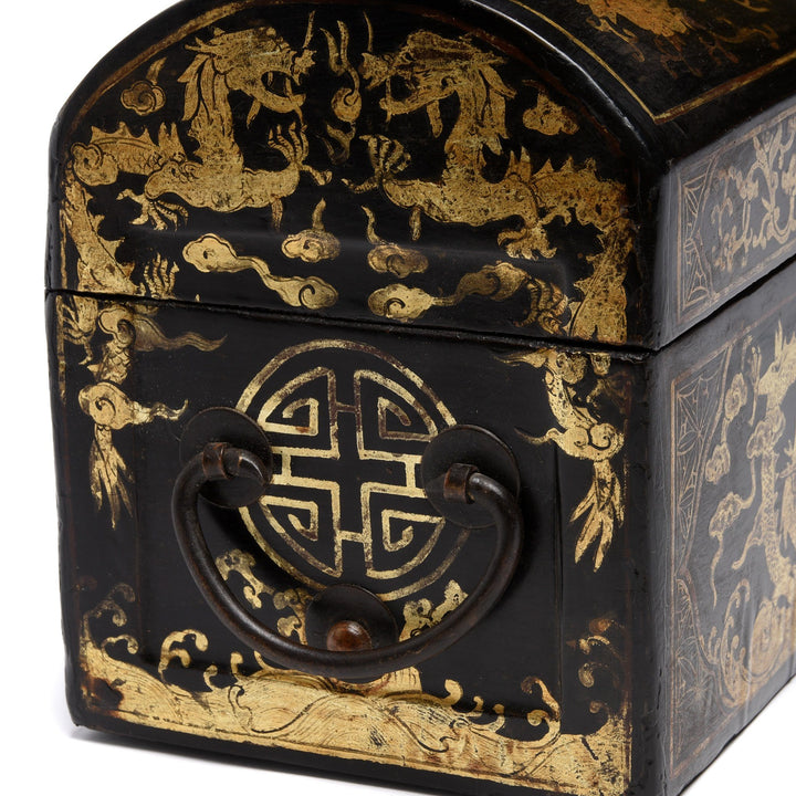 Black Lacquer Chinese Export Pillow Box - Ca 1920