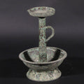 Bronze Candlestick With Silver Inlay - Reproduction