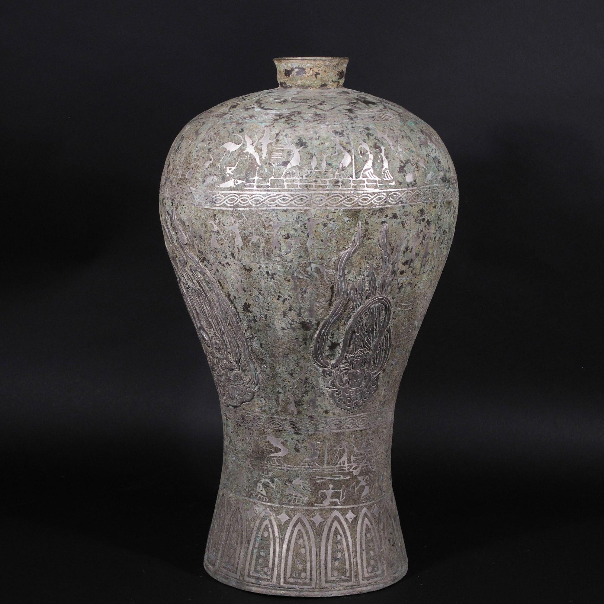 Bronze Chinese Vase With Silver Inlay | Indigo Oriental Antiques