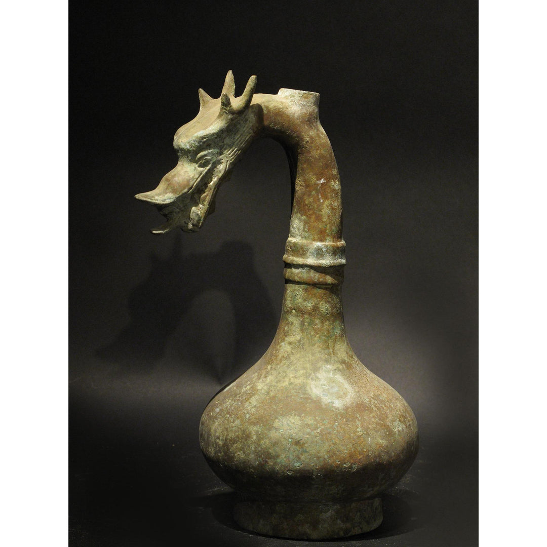 Bronze Dragon Wine Flask - Han Dynasty Style | Indigo Oriental Antiques