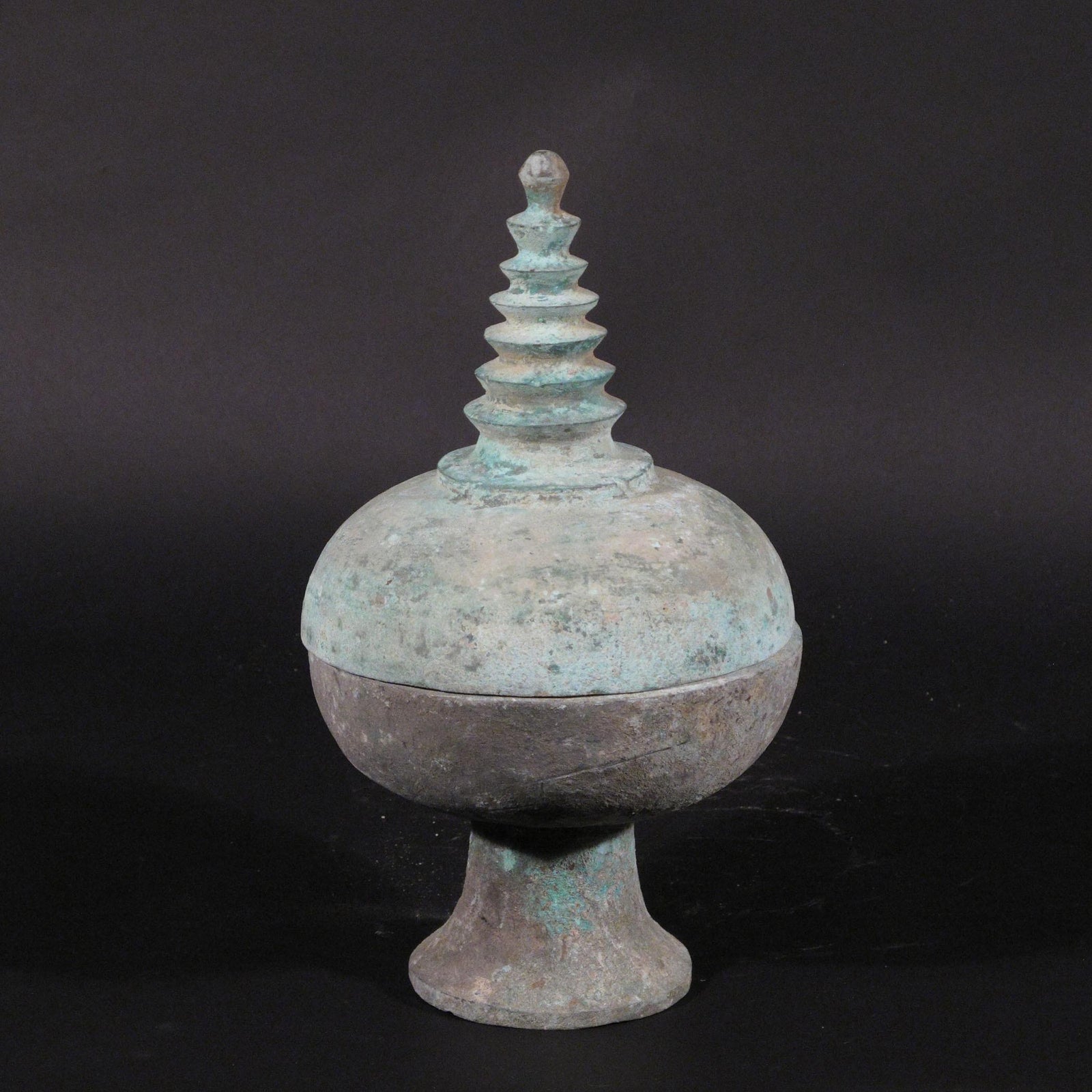 Bronze Stupa Lidded Container - Made In Han Dynasty Style | Indigo Oriental Antiques