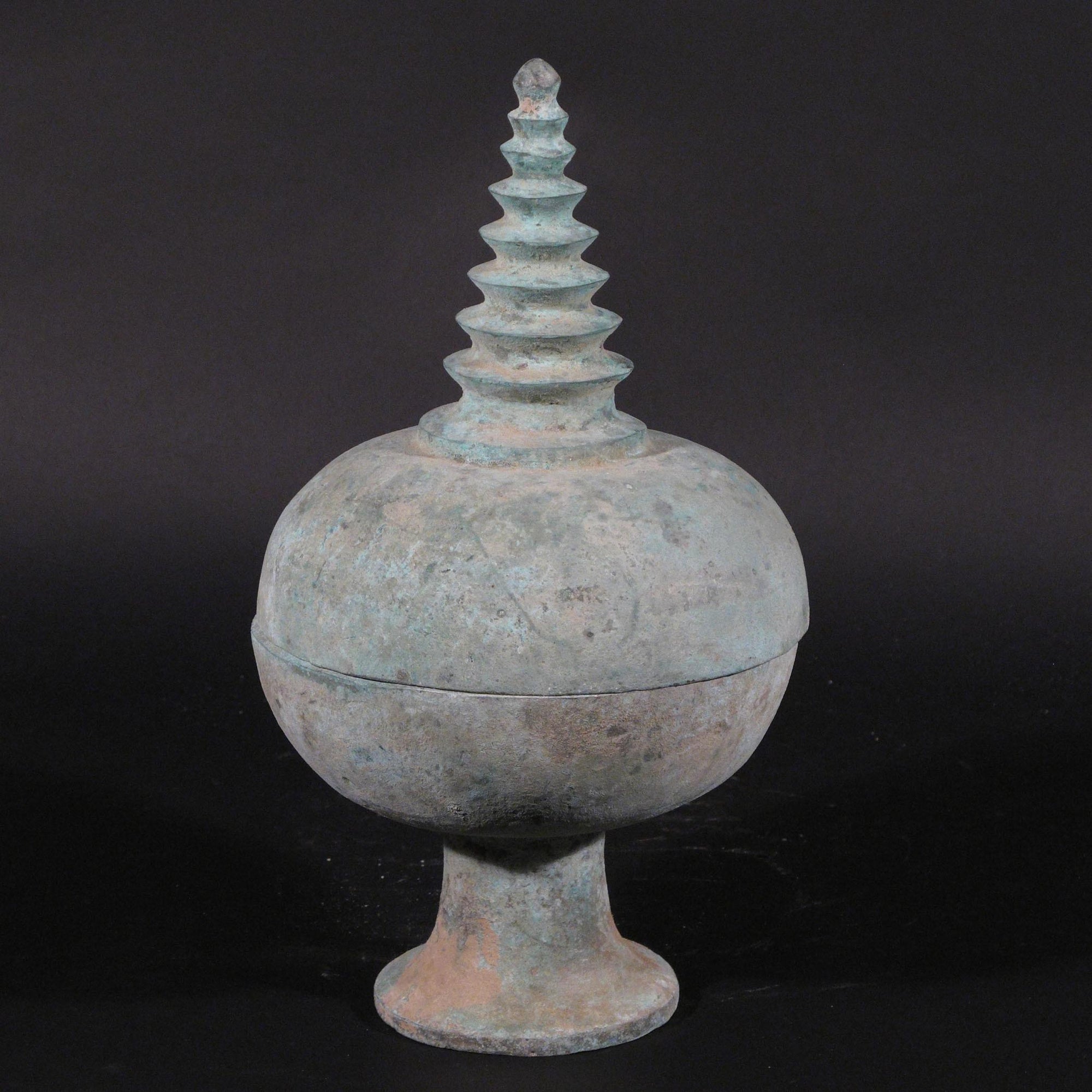 Bronze Stupa Lidded Container - Made In Han Dynasty Style | Indigo Oriental Antiques