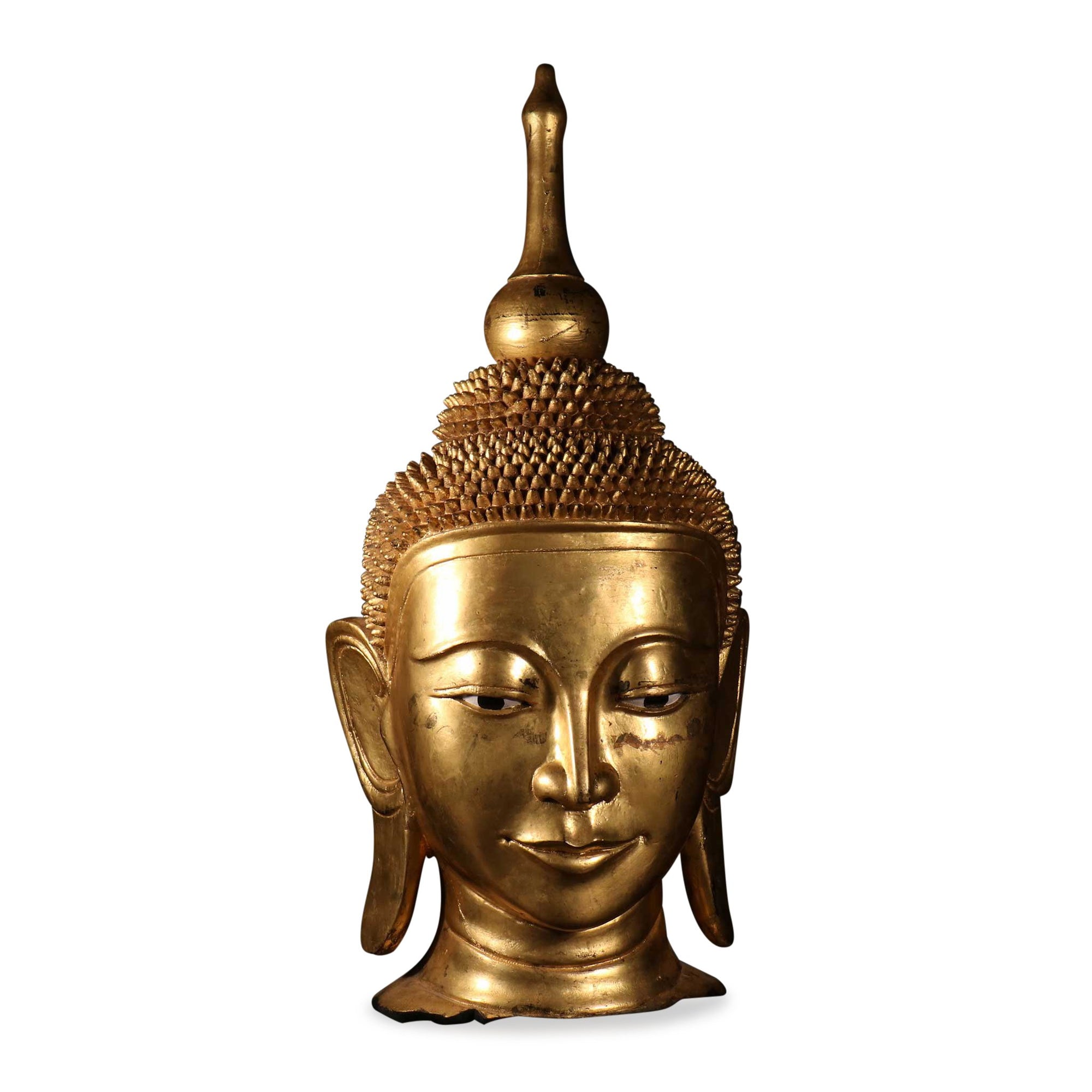 Burmese Gilded Buddha Head - Ca 50 yrs old | Indigo Oriental Antiques