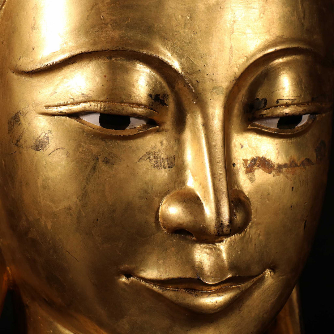 Burmese Gilded Buddha Head - Ca 50 yrs old | Indigo Oriental Antiques