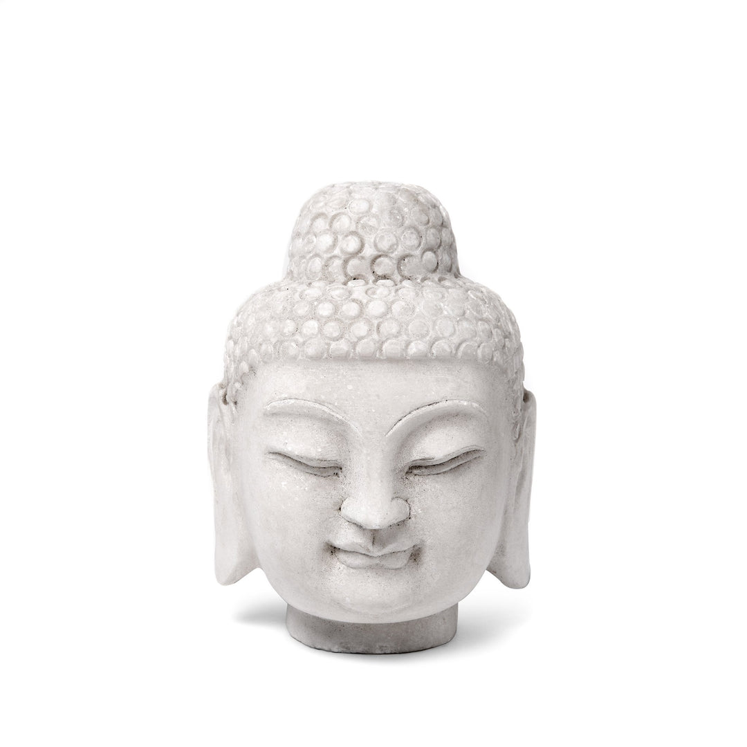 Carved Buddha Head - White Marble | Indigo Antiques