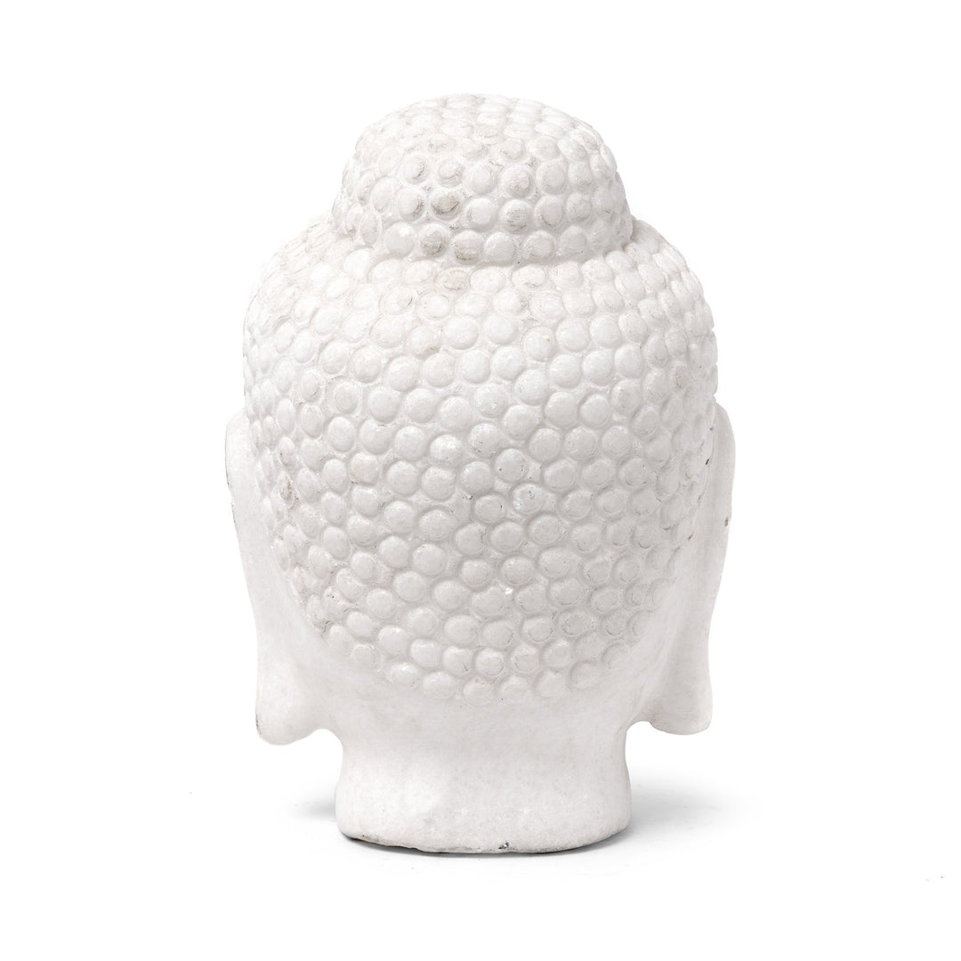 Carved Buddha Head - White Marble | Indigo Antiques