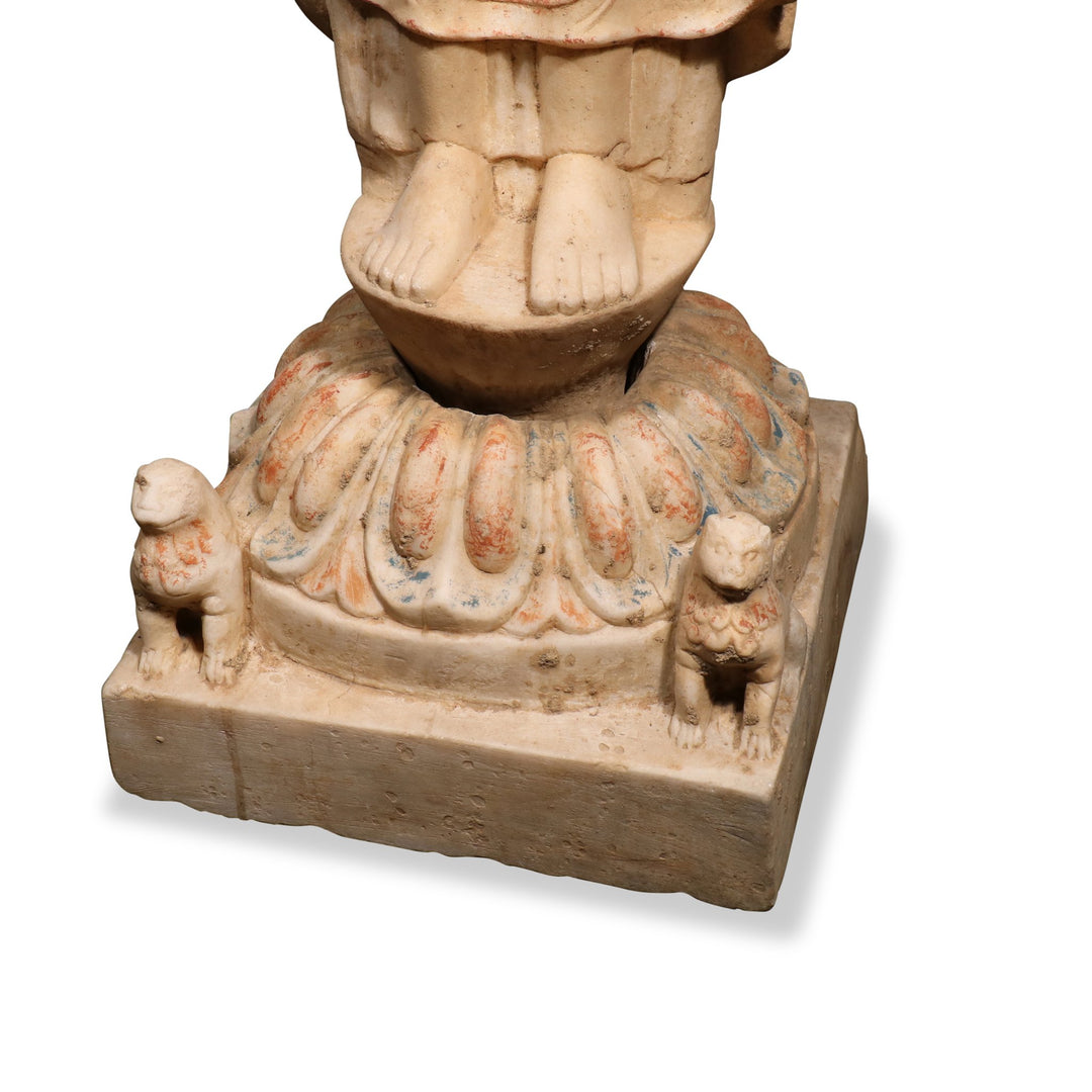 Hand Carved Marble Standing Buddha From Hebei Province - 29 x 30 x 103 (wxdxh cms) - C1445