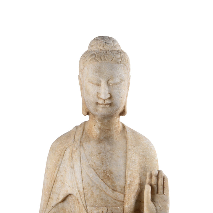 Carved Marble Standing Chinese Buddha Statue