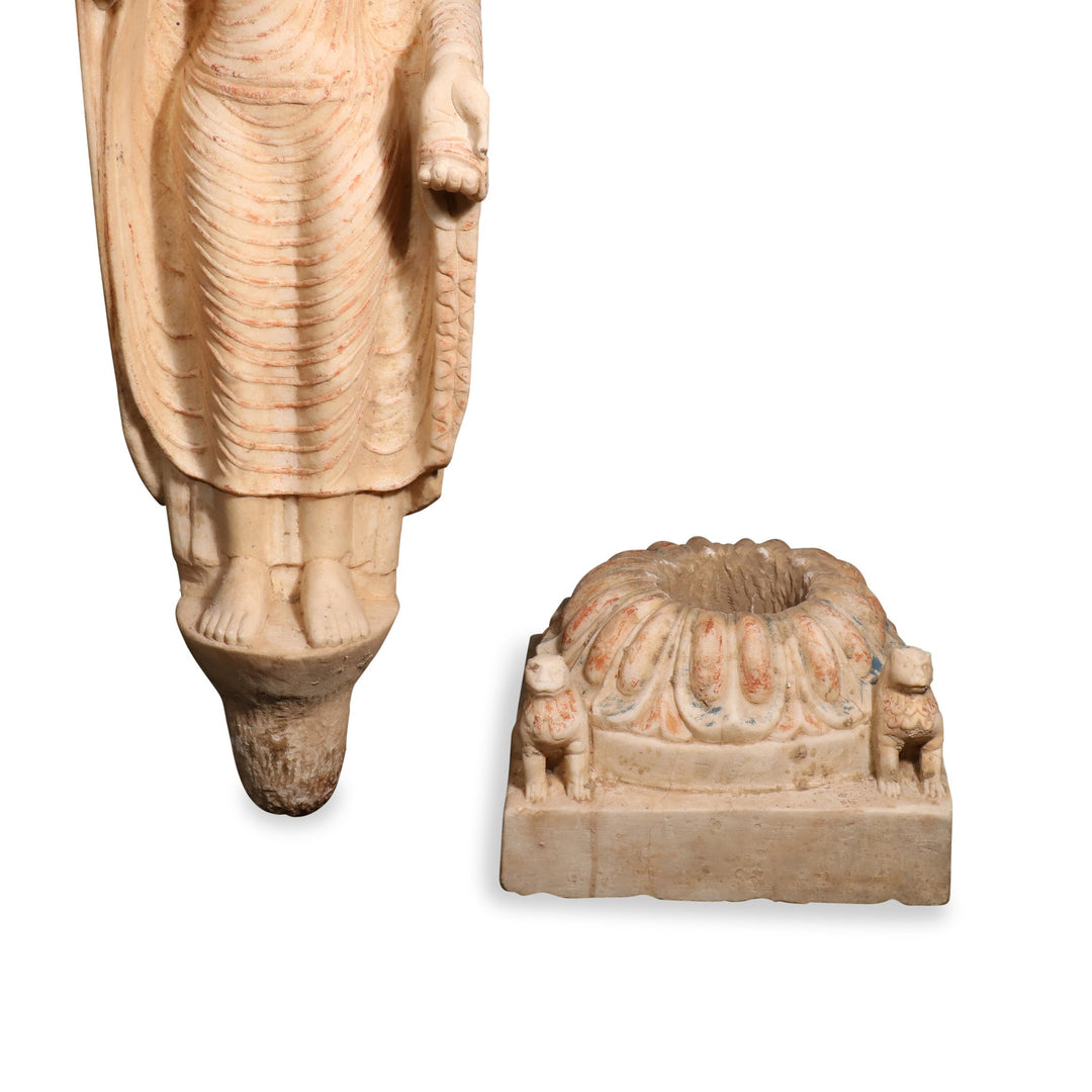 Hand Carved Marble Standing Buddha From Hebei Province - 29 x 30 x 103 (wxdxh cms) - C1445