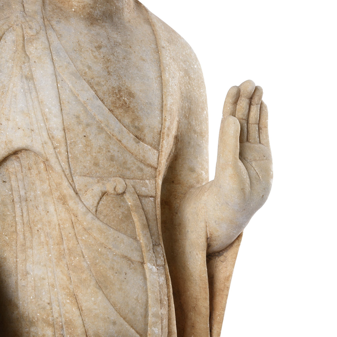 Carved Marble Standing Chinese Buddha Statue