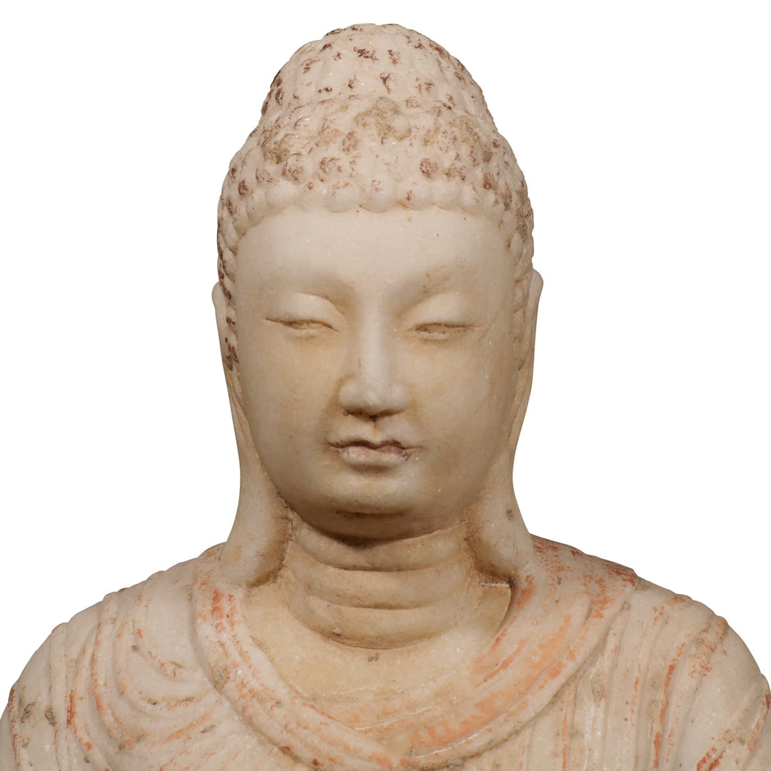 Hand Carved Marble Standing Buddha From Hebei Province - 29 x 30 x 103 (wxdxh cms) - C1445