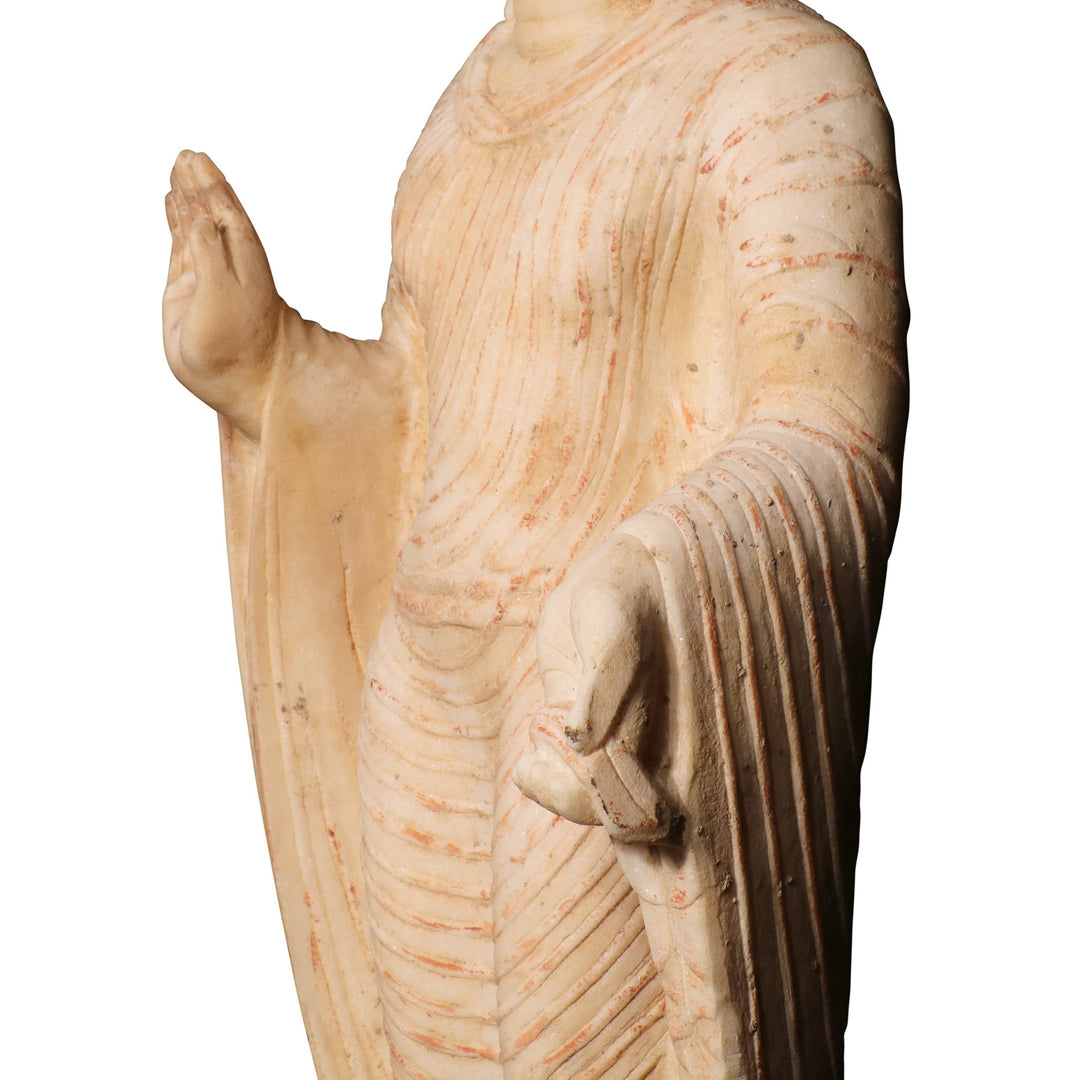 Hand Carved Marble Standing Buddha From Hebei Province - 29 x 30 x 103 (wxdxh cms) - C1445
