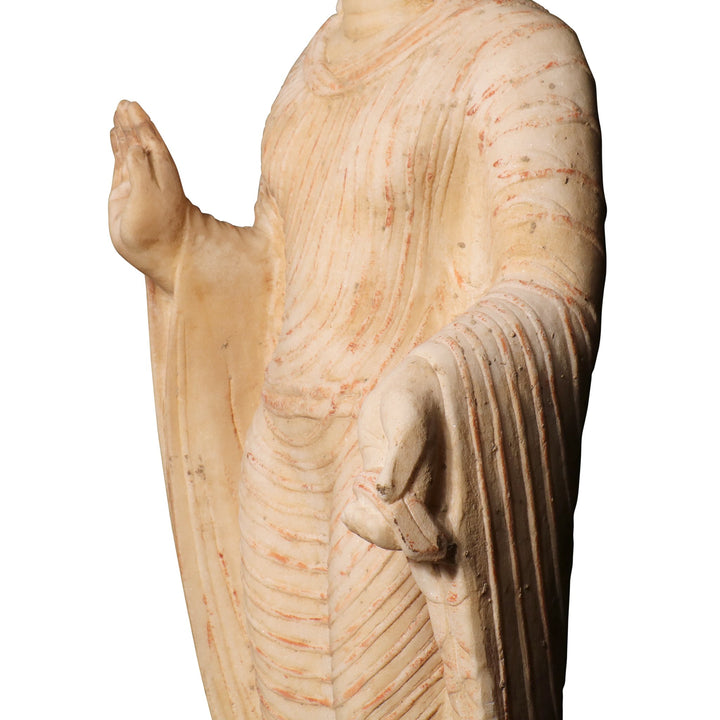 Hand Carved Marble Standing Buddha From Hebei Province - 29 x 30 x 103 (wxdxh cms) - C1445