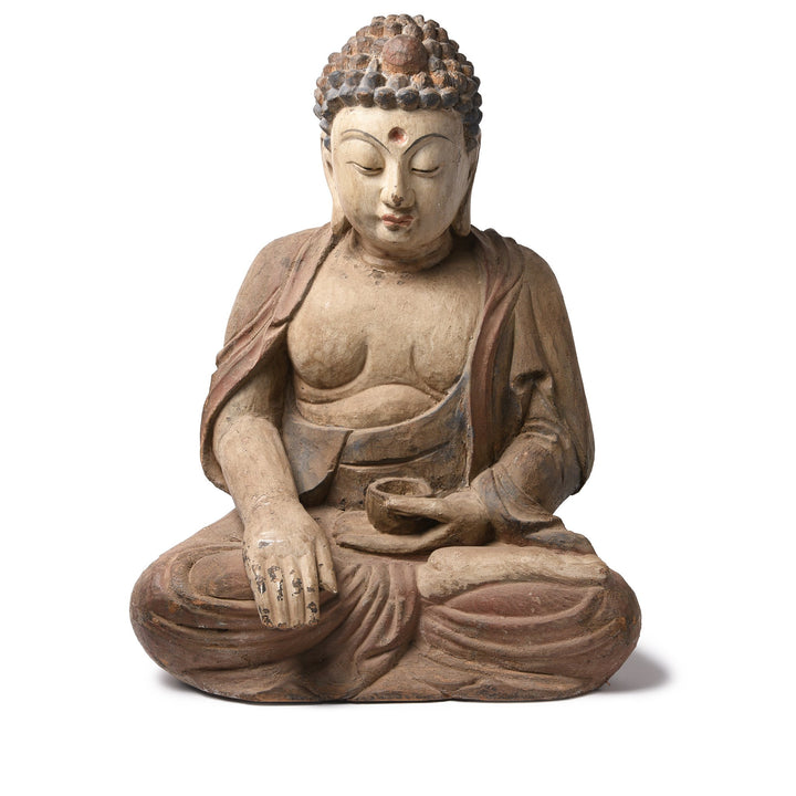 Carved Wood Sitting Buddha From Northern China - 60 x 40 x 79 (wxdxh cms) - C1298 | Indigo Antiques
