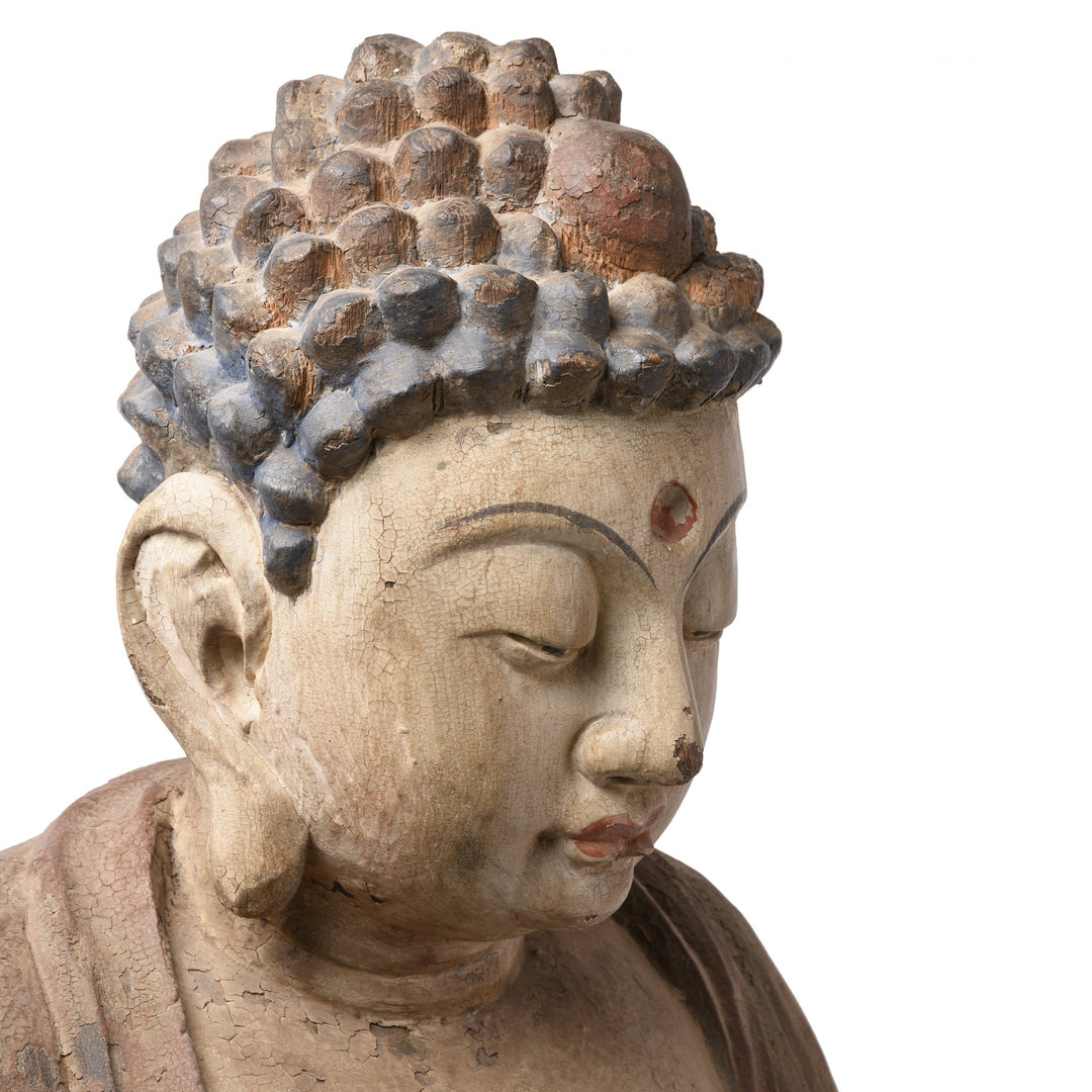Carved Wood Sitting Buddha From Northern China - 60 x 40 x 79 (wxdxh cms) - C1298 | Indigo Antiques