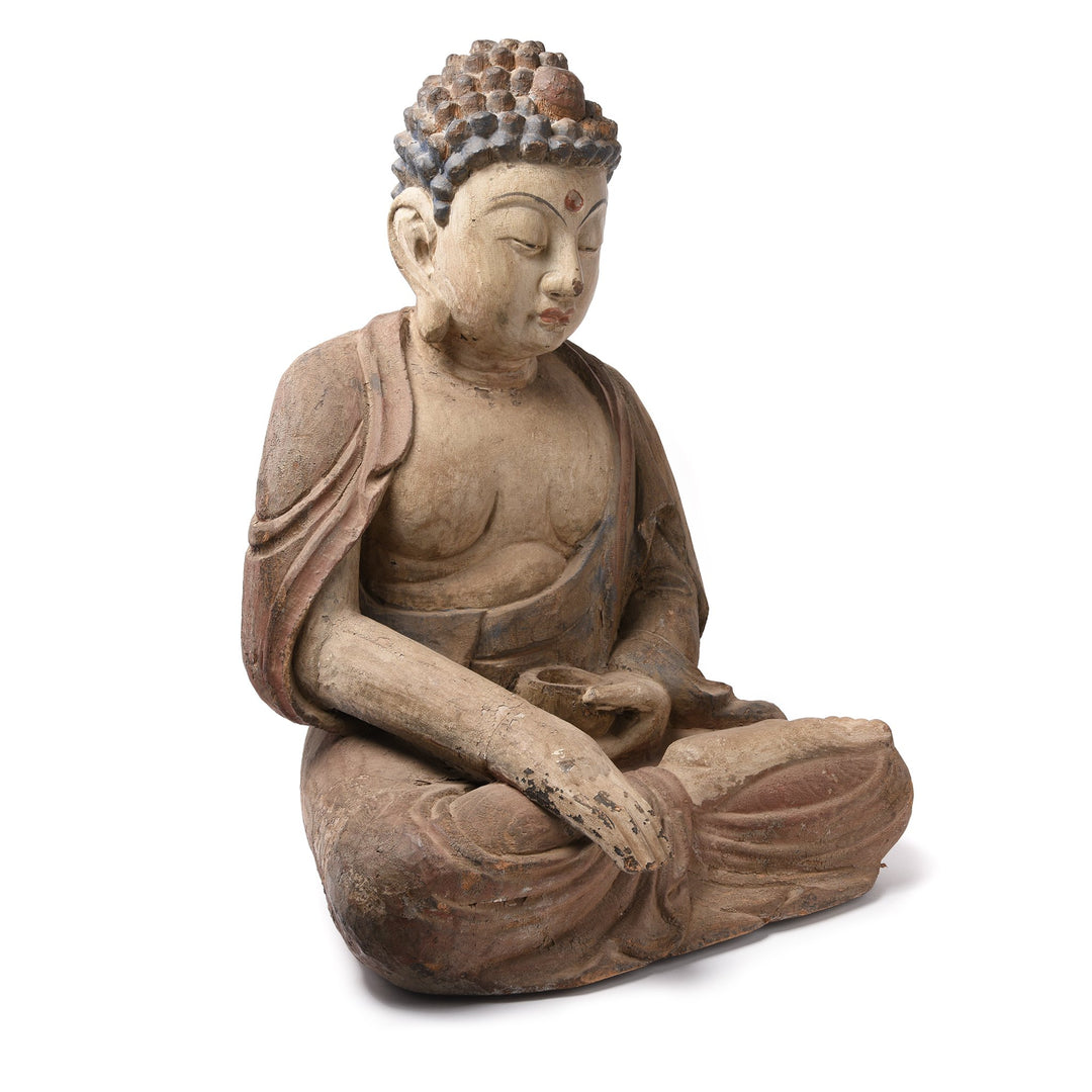 Carved Wood Sitting Buddha From Northern China - 60 x 40 x 79 (wxdxh cms) - C1298 | Indigo Antiques