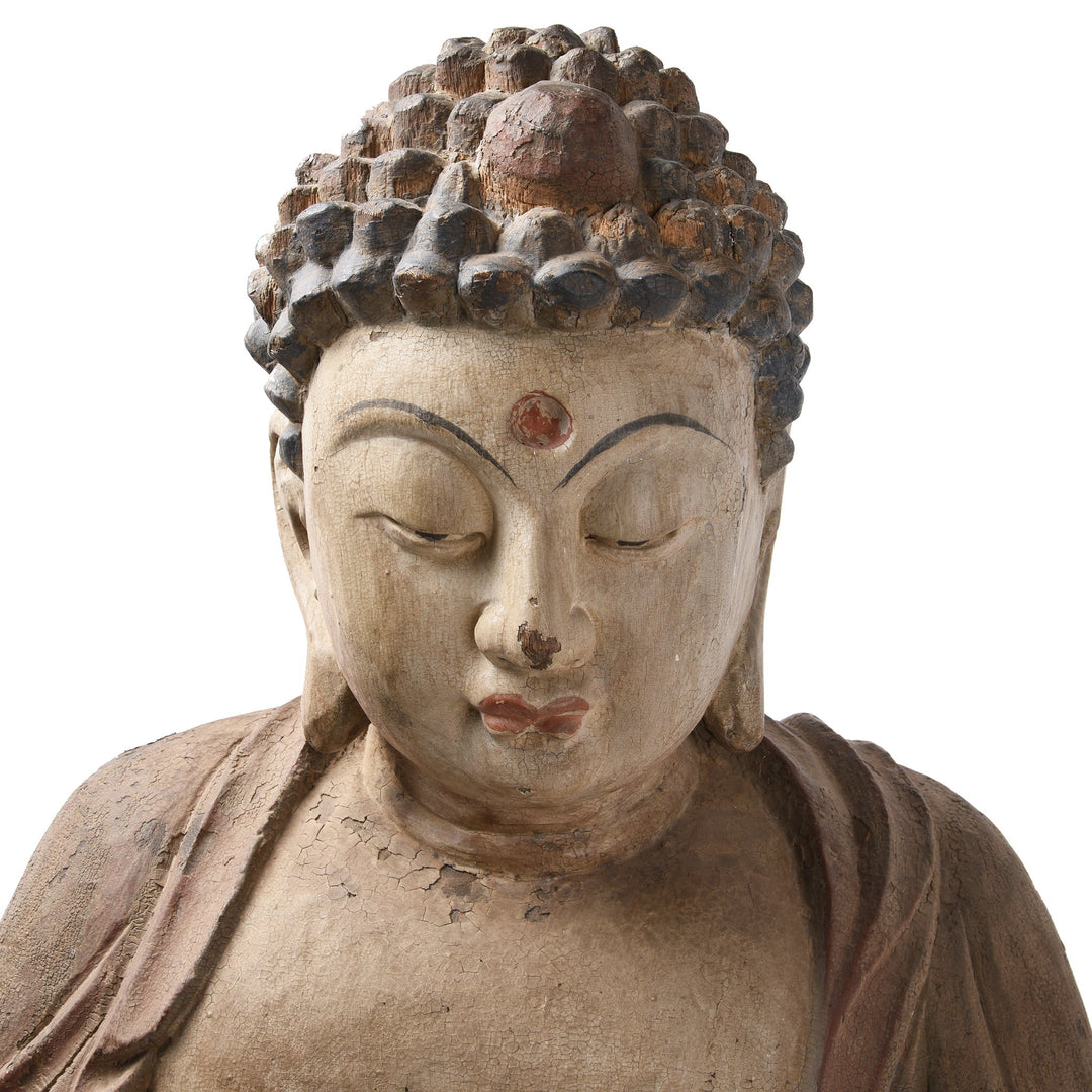 Carved Wood Sitting Buddha From Northern China - 60 x 40 x 79 (wxdxh cms) - C1298 | Indigo Antiques