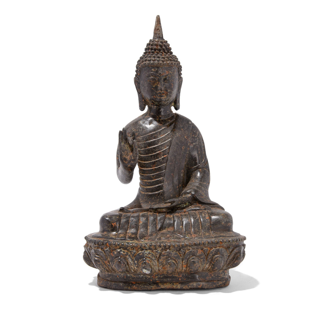 Cast Bronze Sitting Buddha Statue - Vitarka Mudra | Indigo Antiques