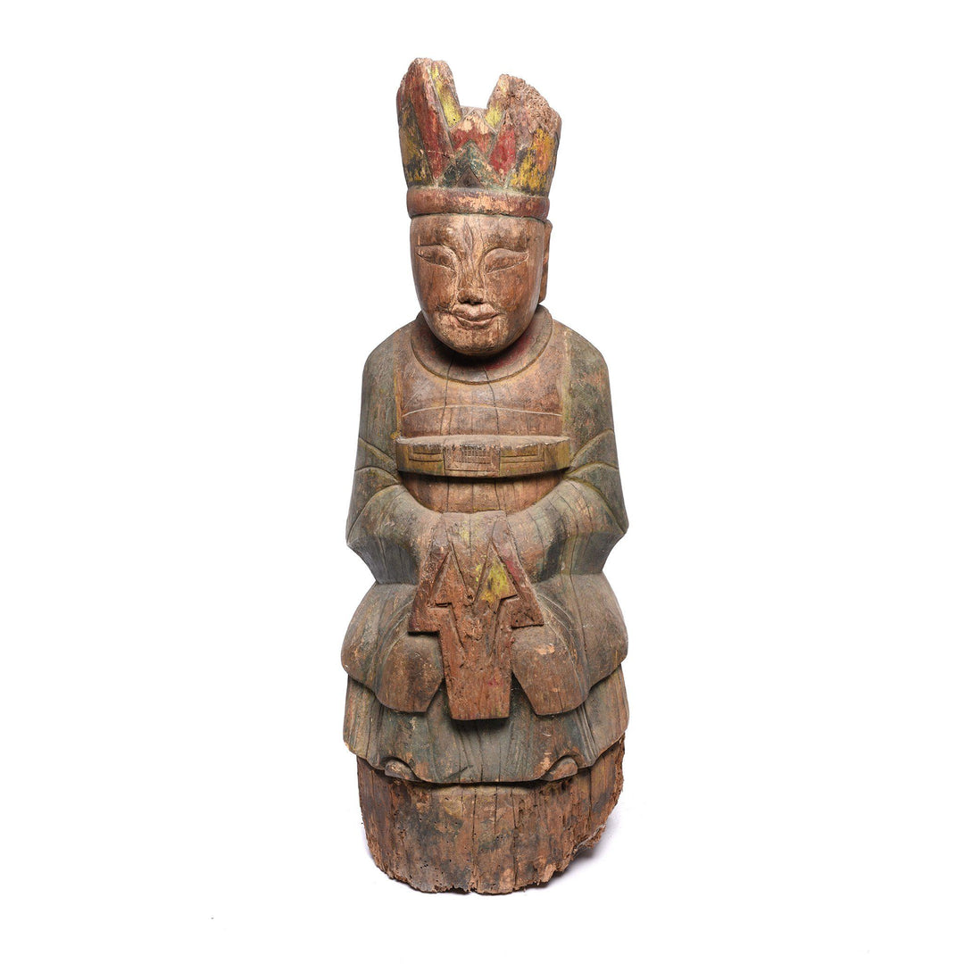 Large Painted Wooden Antique Chinese Ancestor Figure from Shanxi - 19thC | Indigo Antiques