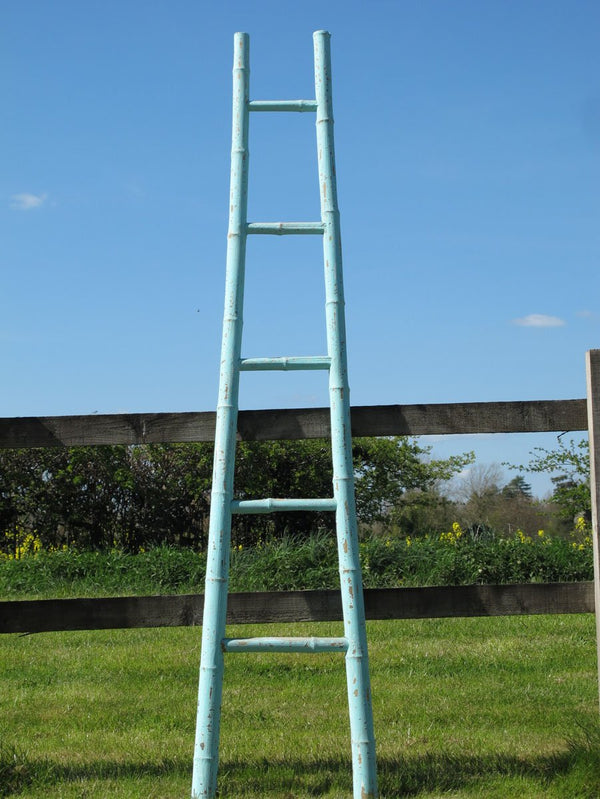 Blue Painted Chinese Bamboo Ladder Blue Painted Chinese Bamboo Ladder