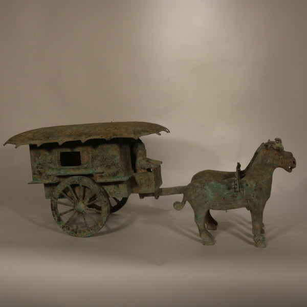 Chinese Bronze Cart with Horses