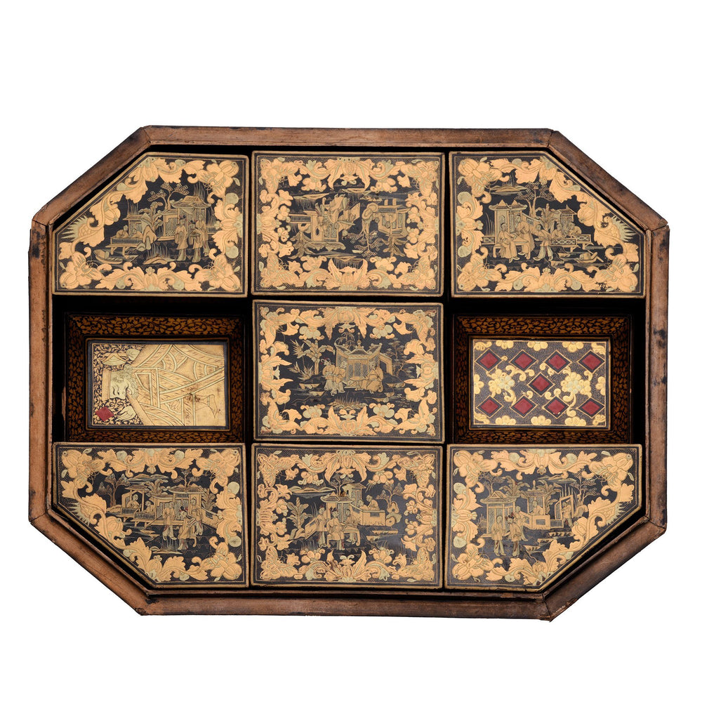 Export Lacquer Games Box - Qing Dynasty Early 19thC - 38 x 31 x 12 cm - M232