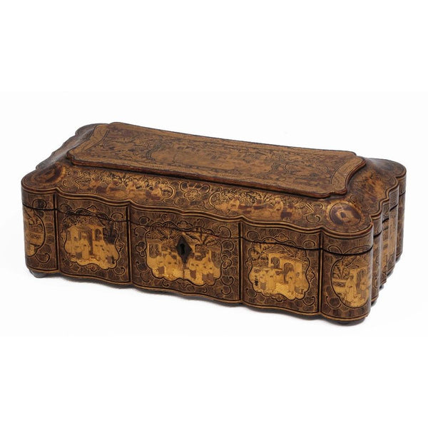 Export Chinoiserie Black Lacquer Box - Early 19thC