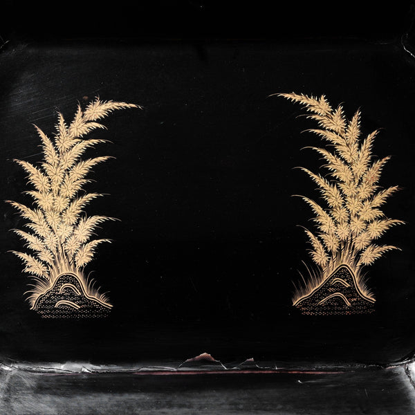 Gilt Black Lacquer Chinoiserie Sewing Box - Early 19th Century