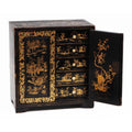 Gilt Black Lacquer Chinese Export Table Cabinet - Early 19th Century