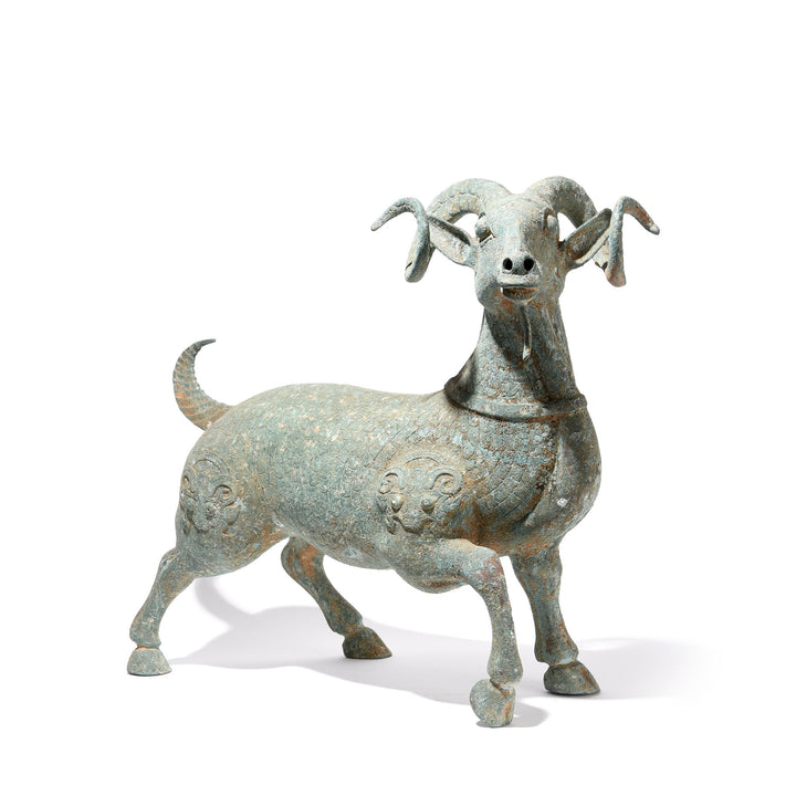 Elegant Bronze Ram Statue - Han Dynasty Style | Indigo Oriental Antiques