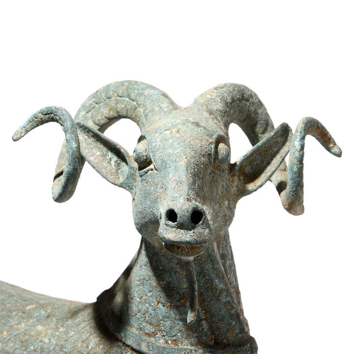 Elegant Bronze Ram Statue - Han Dynasty Style | Indigo Oriental Antiques