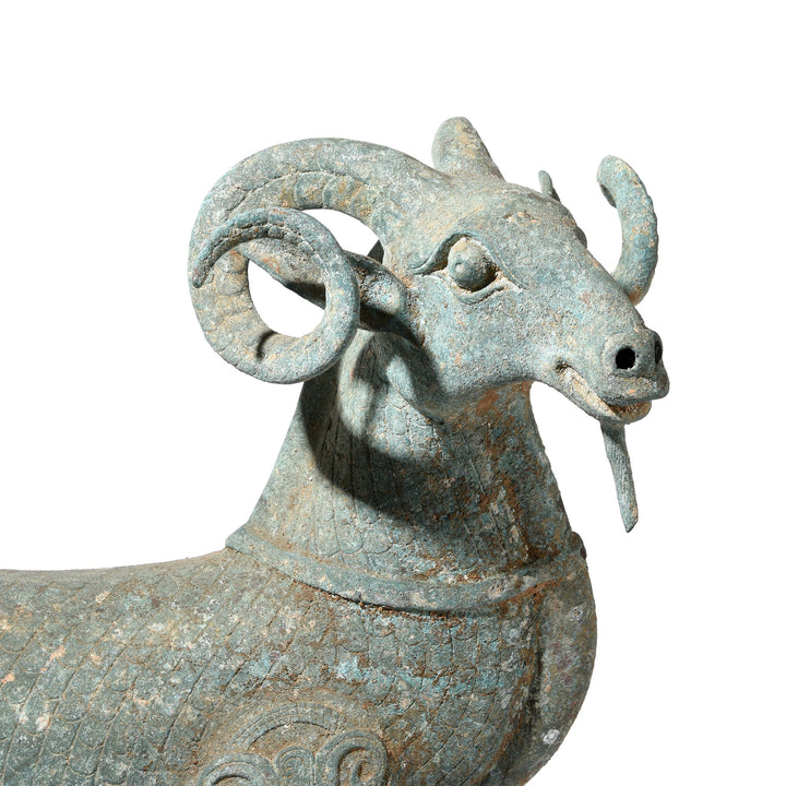Elegant Bronze Ram Statue - Han Dynasty Style | Indigo Oriental Antiques