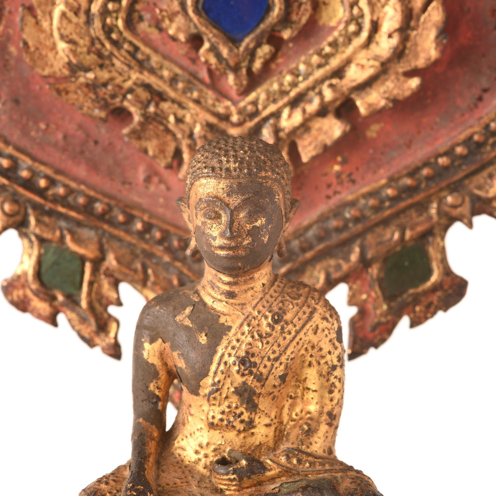 Gilded Bronze Thai Buddha on Stand - Late 18thC