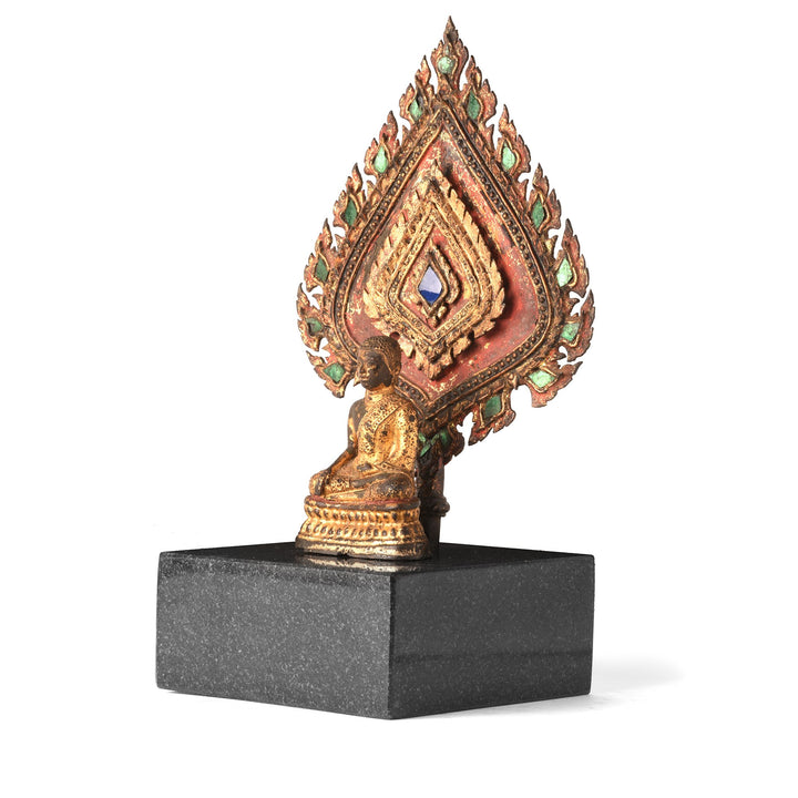 Gilded Bronze Thai Buddha on Stand - Late 18thC