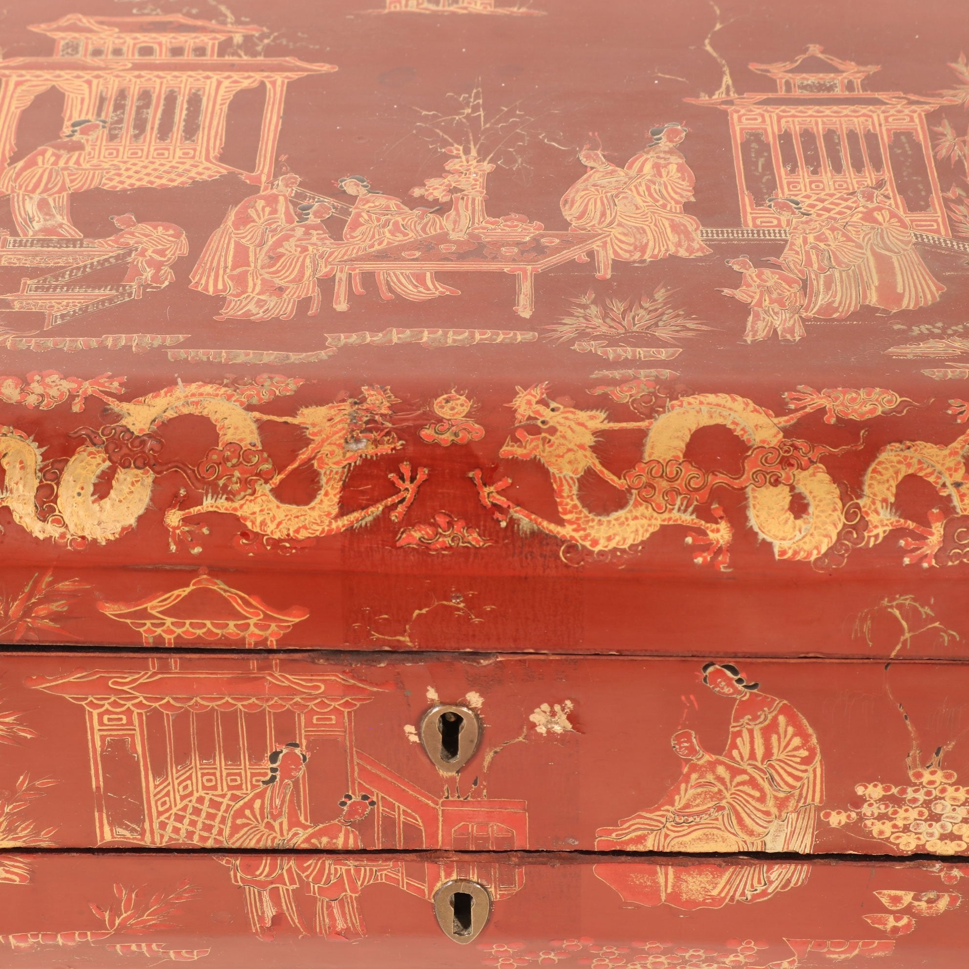 Gilded Red Lacquer Box - 19thC | Indigo Oriental Antiques