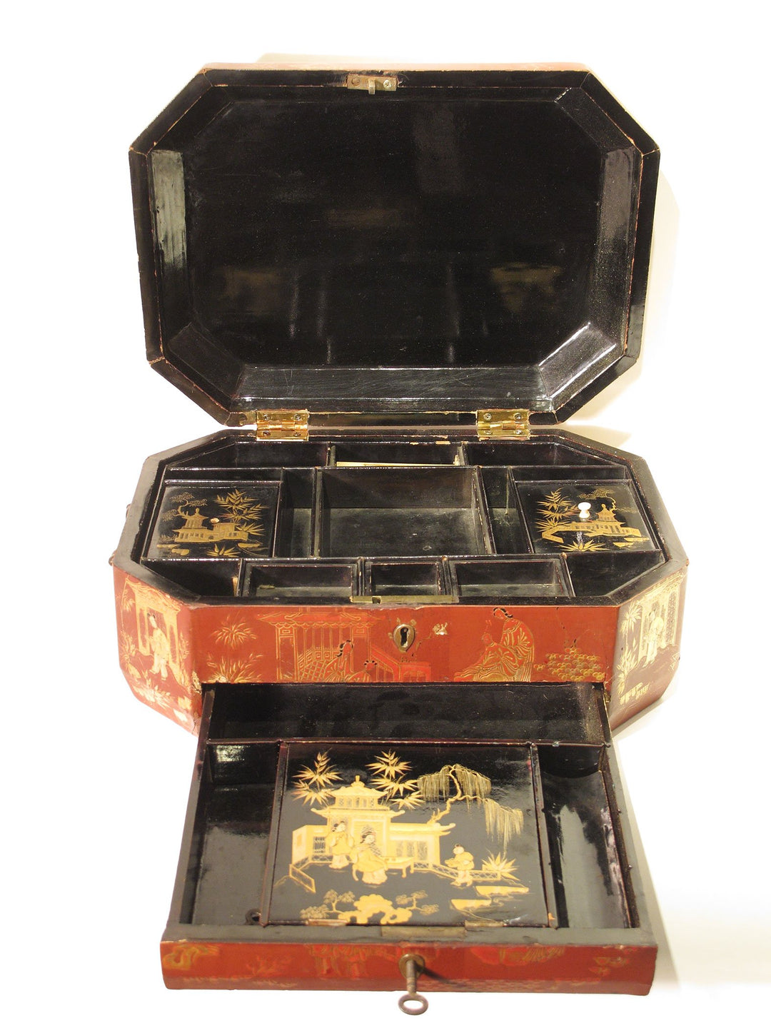 Gilded Red Lacquer Box - 19thC | Indigo Oriental Antiques