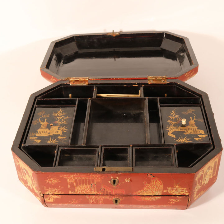 Gilded Red Lacquer Box - 19thC | Indigo Oriental Antiques