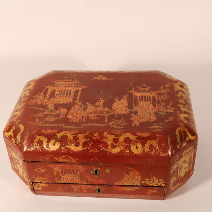 Gilded Red Lacquer Box - 19thC | Indigo Oriental Antiques