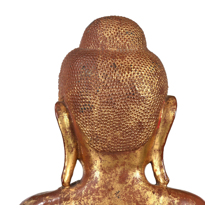 Gilded Teak Burmese Standing Buddha  from Mandalay - Early 20thC - 56 x 18 x 124 cm (WxDxH cms) - M400
