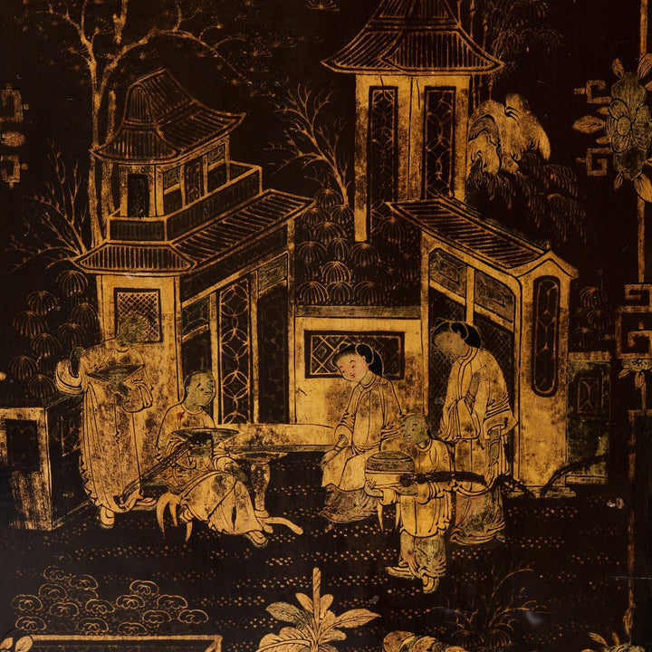 Gilt Black Lacquer Chinoiserie Jewellery Cabinet - Early 19thC | Indigo Antiques