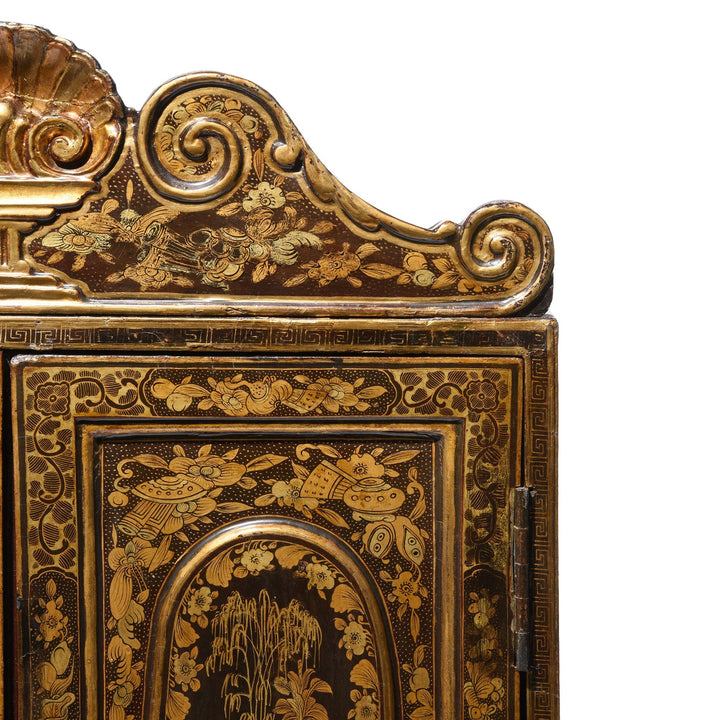 Gilt Black Lacquer Chinoiserie Jewellery Cabinet - Early 19thC | Indigo Antiques