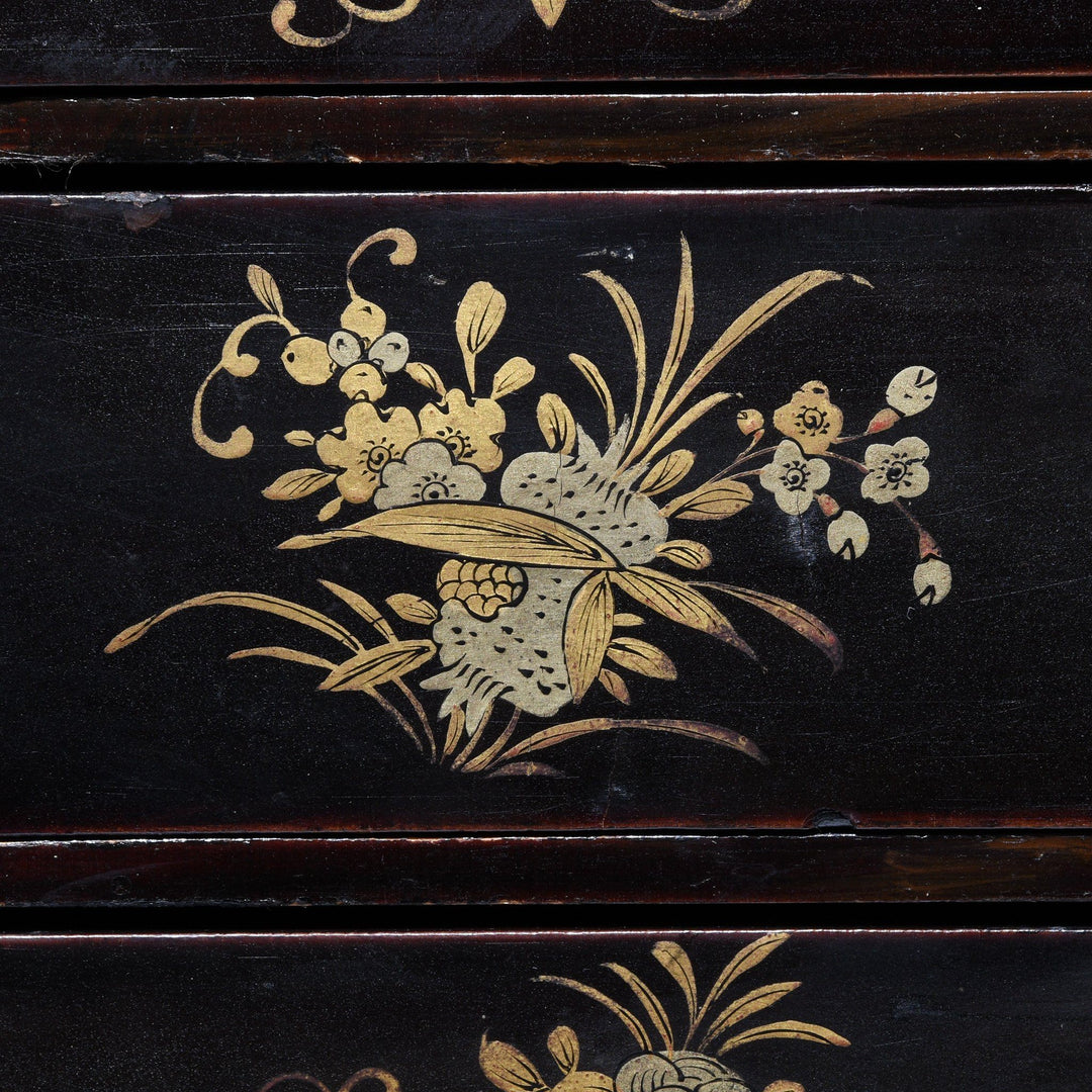 Gilt Black Lacquer Chinoiserie Jewellery Cabinet - Early 19thC | Indigo Antiques
