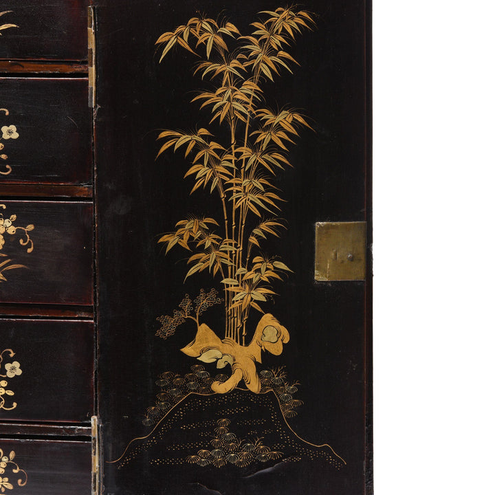 Gilt Black Lacquer Chinoiserie Jewellery Cabinet - Early 19thC | Indigo Antiques